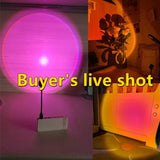 Proyector de lámpara de atardecer LED USB RnnTuu, luz nocturna portátil para decoración del hogar, luz de ambiente para sala de estar, fotografía de pared, luces de neón