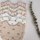 Baberos de bebé con estampado de flores, ajustables, con broches, para saliva, con borde fruncido, de muselina de algodón, para eructar, de arcoíris, para niñas de grado A