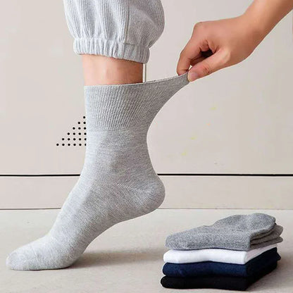 5 Pairs Plus Size EUR 45-50 Prevent Varicose Veins Socks Mens Diabetics Patients Cotton Loose Mouth Sock Man Women Comfort Meias