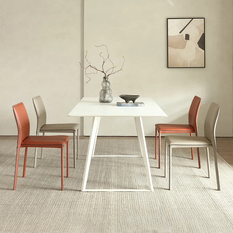 Stackable Household Dining Chairs Italian Style Minimalism Light Luxury Dining Chairs Makeup Backrest Cadeira Home Furniture