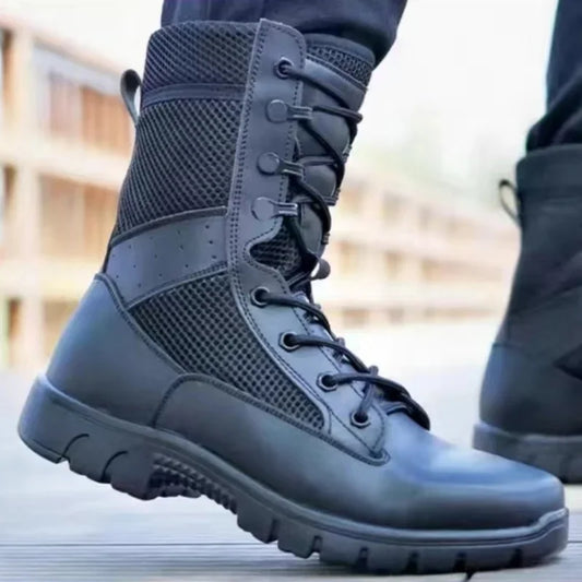 Summer Breathable Tactical boots Mesh Boot Waterproof Soft Shoe Wear-resistant Combat boot anti-skid Outdoor Hiking Walking Boot