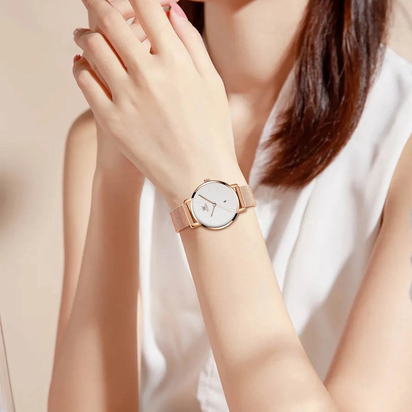 OLEVS Luxury Fashion Watch for Women Stainless Steel Waterproof Quartz Ladies Wristwatch Original Simple Elegant Women's Watches