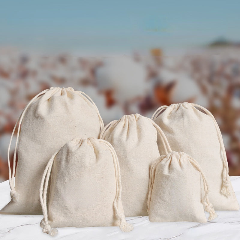 Travel Drawstring Cotton Linen Storage Bags Multiple Sizes Beige Coin Money Pouch ID Credit Cards Gifts Jewellery Organizer Bags