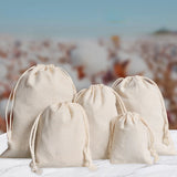 Travel Drawstring Cotton Linen Storage Bags Multiple Sizes Beige Coin Money Pouch ID Credit Cards Gifts Jewellery Organizer Bags