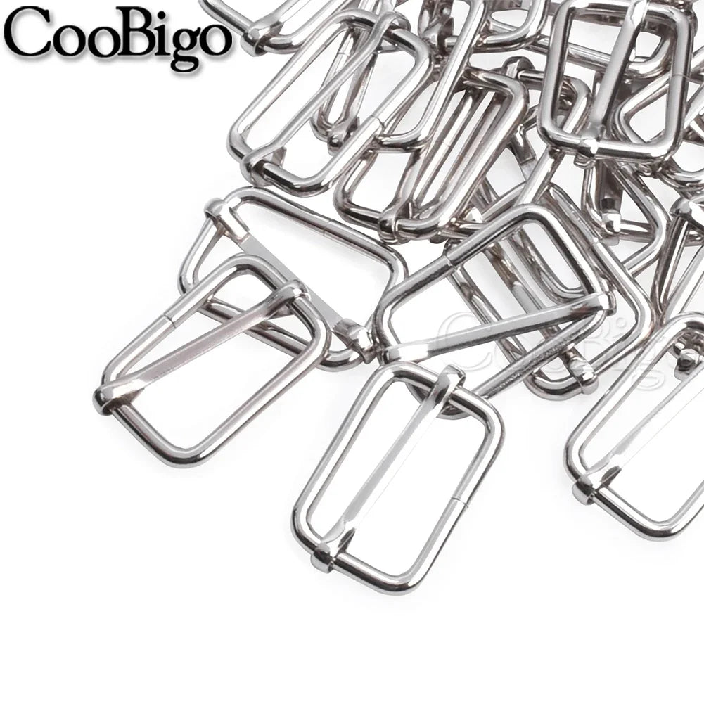 10pcs Metal Slides Tri-Glides Wire-Formed Roller Pin Buckles Slider Adjuster Bag Strap Accessories 15mm 20mm 25mm 32mm 38mm 50mm