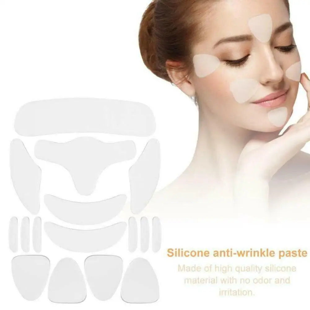 1 set Reusable Face Wrinkle Remover Tapes Silicone Anti-wrinkle Face Forehead Cheek Chin Sticker Anti-aging Skin Care Mask