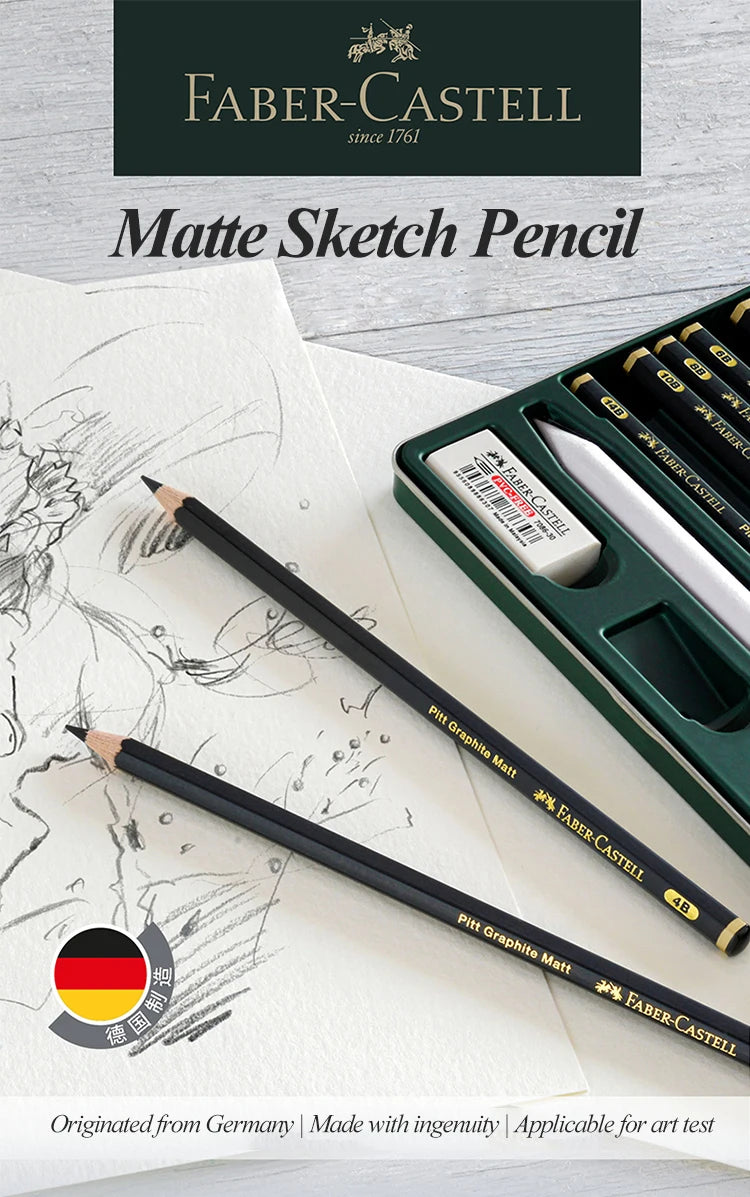 Faber-Castell 8/12pcs Set Matte Sketch Pencil Art Graphite For Sketch Black Lead Writing Drawing Graphite Pencils Supplies