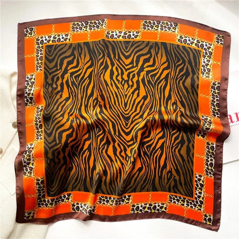 Bufanda cuadrada de seda de lujo para mujer, hiyab de primavera, pañuelo de moda, cinta para el pelo, bandana