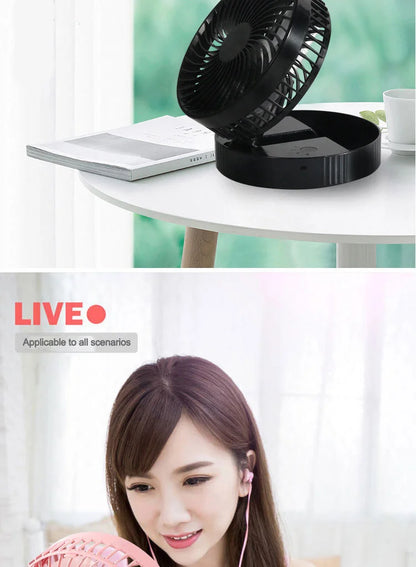 2025 new folding telescopic free adjustment fan charging usb multi-function outdoor portable home desktop floor-standing fan