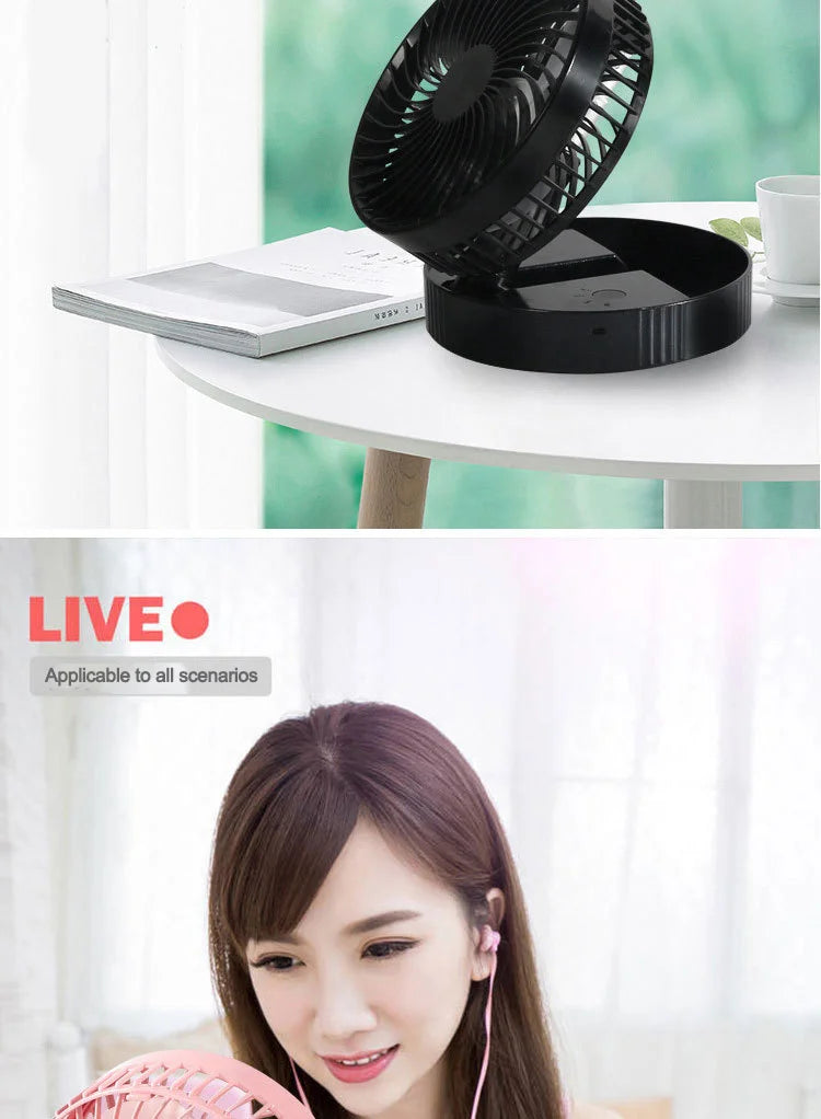 2025 new folding telescopic free adjustment fan charging usb multi-function outdoor portable home desktop floor-standing fan