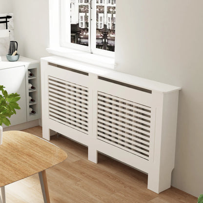 Wood Radiator Cover Cabinet White Horizontal Slat Heater Covers Modern Tall Radiator Shelf