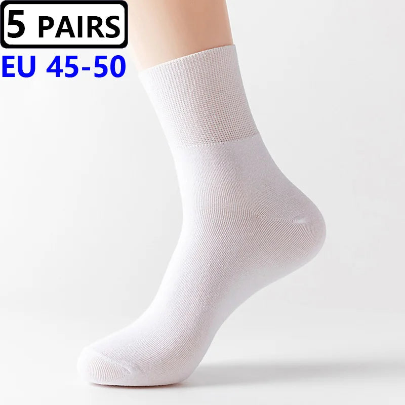 5 Pairs Plus Size EUR 45-50 Prevent Varicose Veins Socks Mens Diabetics Patients Cotton Loose Mouth Sock Man Women Comfort Meias