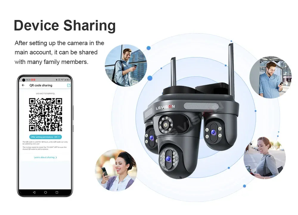 LS VISION 15MP Three Screen WiFi Camera Outdoor Three 360°Rotation PTZ IP Camera Human Auto Tracking Video Surveillance Cam CCTV
