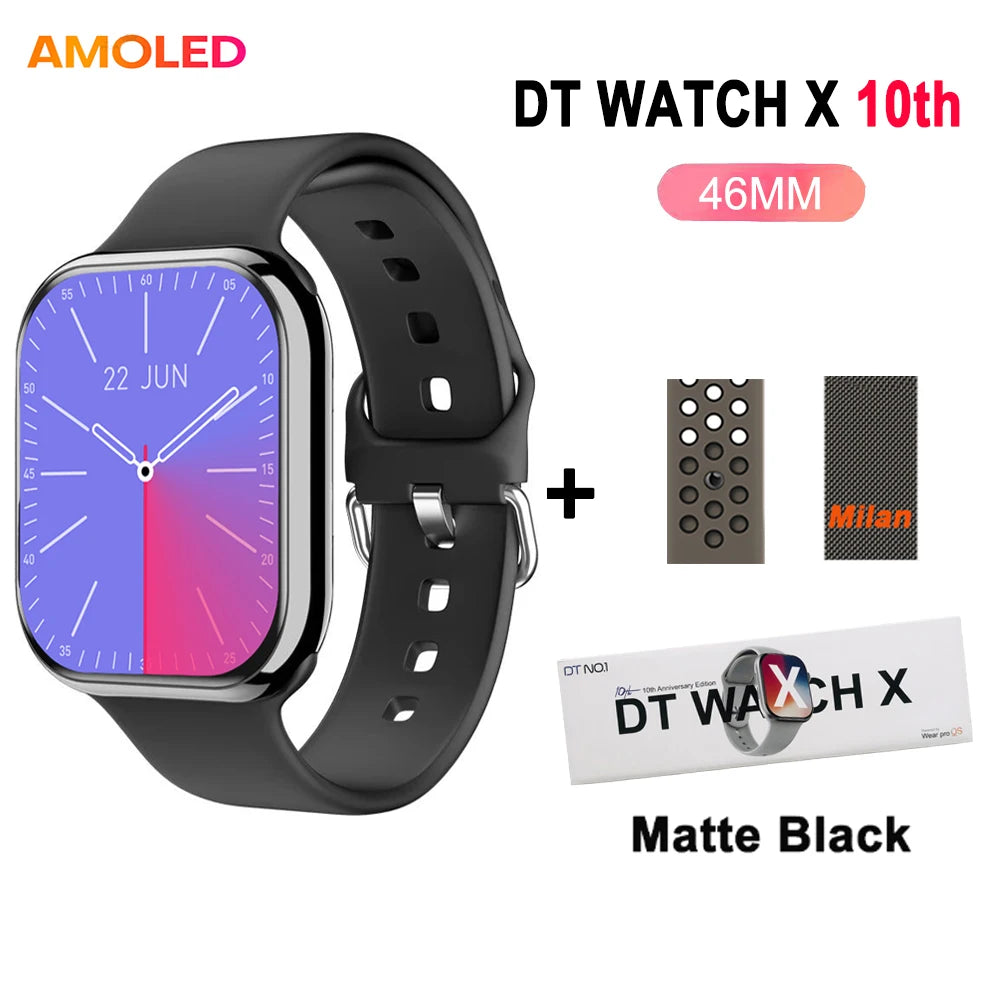 DT Watch 10 Smartwatch DT Watch X AMOLED 46mm Screen Video Play Local Music 4GB NFC ChatGPT Compass Smartwatch For Apple Android