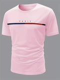 Paris Theme Pattern Print  T-shirt,Pattern T-shirt Men's Summer Wear,Men's Clothing