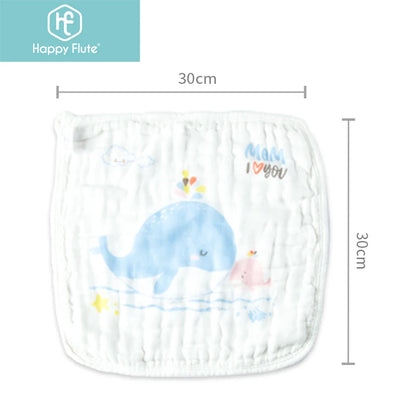 Toalla facial Happyflute de algodón suave de 6 capas, 30 x 30 cm, con dibujos animados para bebé, pañuelo cuadrado para niños, toalla para saliva
