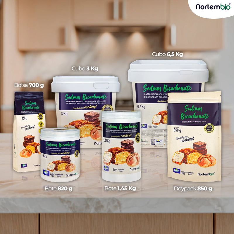Nortembio 100% natural organic food baking soda 820g |   Cooking and pastry |   Suitable for vegans, celiacs and vegetarians |   E-book included |   Without aluminum