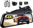 WOLFBOX G850 PRO 4K WiFi Mirror Dash Cam with ADAS and BSD 5.8GHz WiFi Voice Control Car DVR Rearview Mirror 12inch