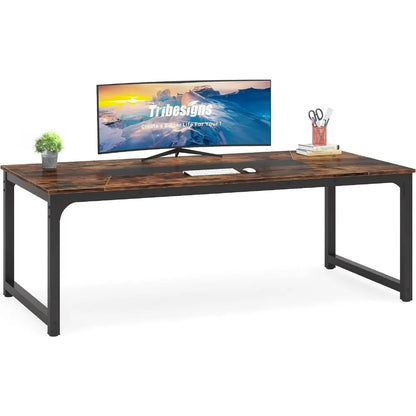 Modern Computer Desk,  Executive Office Desk Computer Table Study Writing Desk Workstation for Home Office,Rustic/Black