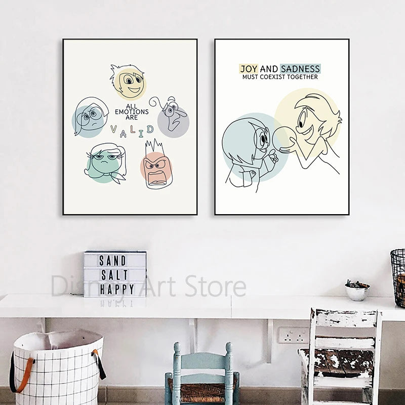 INSIDE OUT Mental Health Poster Kids Feelings Emotions Art Print Canvas Painting School Counselor Office Decor Psychologist Gift