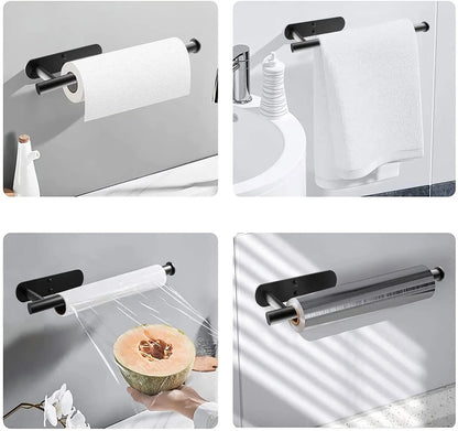 Stainless Steel Paper Towel Holder Self Adhesive Toilet Roll Paper Holder No Punching Kitchen Bathroom Length Storage Rack