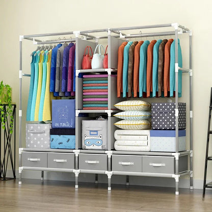 Clothing Cupboard Large-sized Moisture-proof and Dustproof Cloth Wardrobe Open Closets With 5 Bedroom Furniture 185cm Cabinets