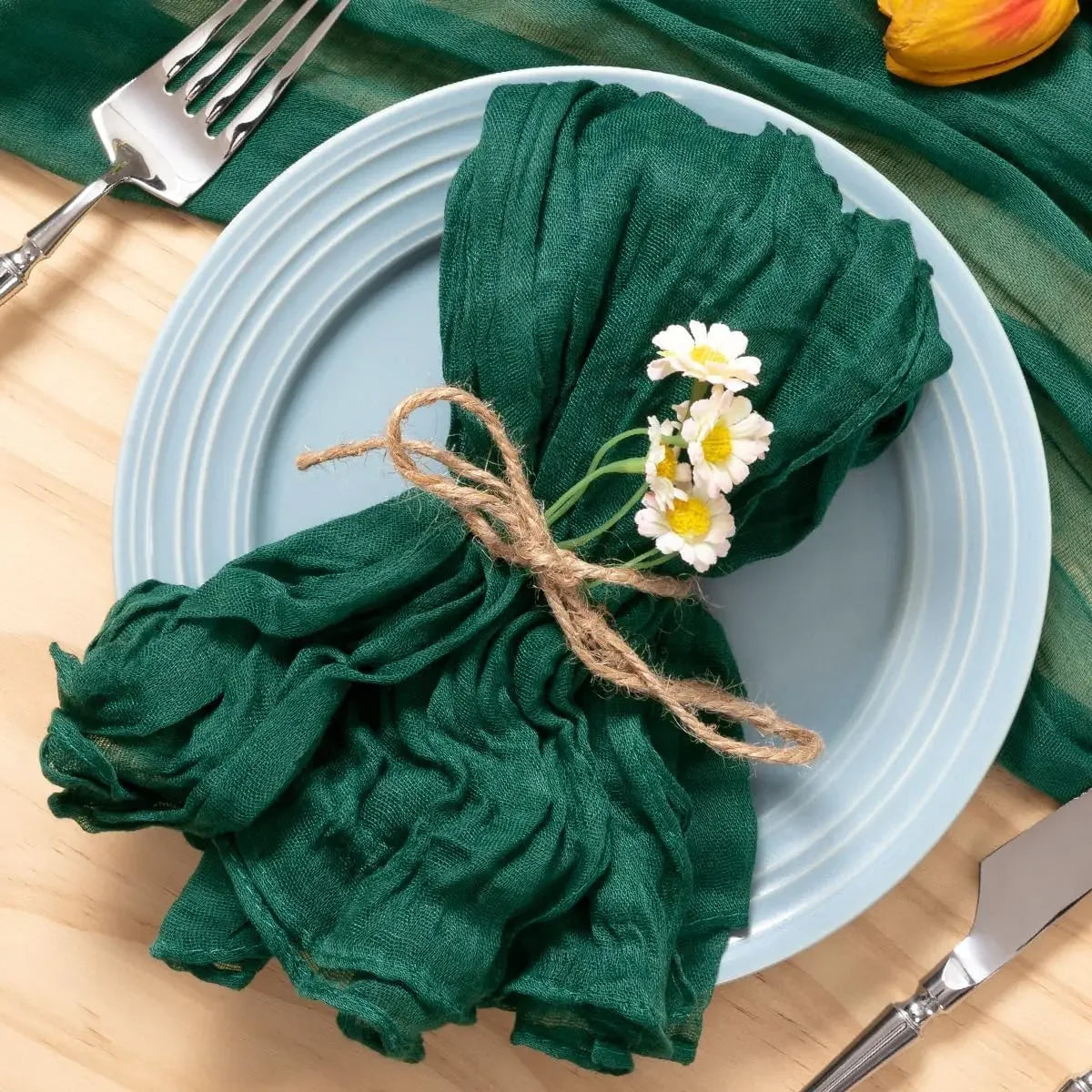 Set of 12 Gauze Cheesecloth Napkins Cloth Bulk Dinner Table Napkins for Home Wedding Valentine's Party Event Table Decoration