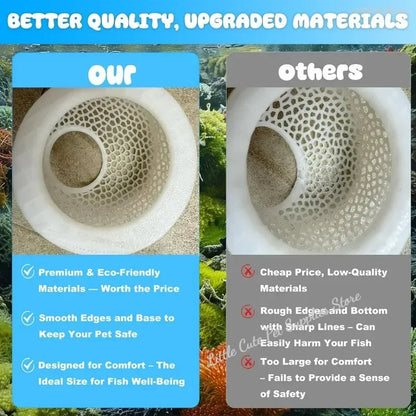 Aqaurium Floating Cave Fish Shrimp Hideout Shelter 3-in-1 Hammock Feeding Ring & Resting Spot for Betta Small Aquatic Pets