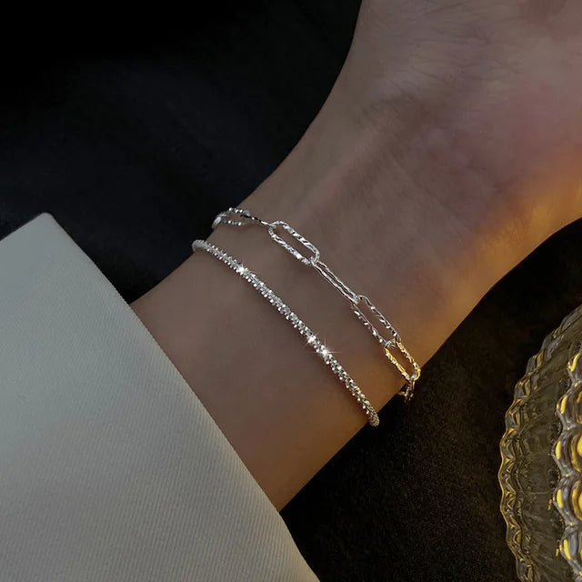 925 Sterling Silver Zircon Bracelets for Women Sweet Girls Sparkling Charm Delicate Chain Gift Jewelry Fashion 