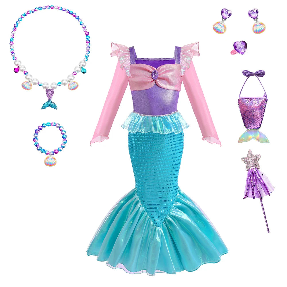 Children's Mermaid Cosplay Costume Girls' Role Play Costume Carnival Halloween Birthday Party Costume Summer Princess Dress