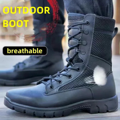 Summer Breathable Tactical boots Mesh Boot Waterproof Soft Shoe Wear-resistant Combat boot anti-skid Outdoor Hiking Walking Boot