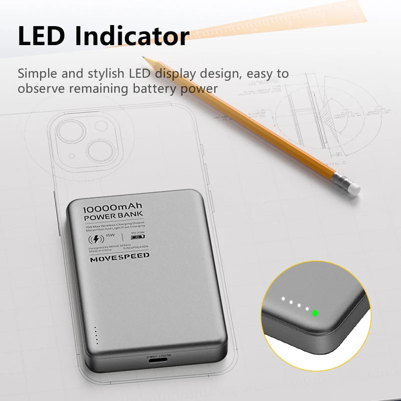 MOVESPEED S10 Magnetic Power Bank 10000mAh 15W Wireless Fast Charge PD20W Mini Portable PowerBank for iPhone Samsung Xiaomi
