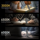 LED Rechargeable Clip-On Book Light 3 Colors 5 Brightness Bed Reading Night Light  Eye-Protection Bookmark Lamp Mini Book Lamp