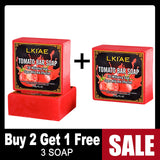 LKIAE Brand Tomato Fruit Scented Handmade Natural Bar Soap, For Face, Body, Whitening, Oil Control, Brightens, Shrinks Pores, 200g