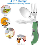 Vajilla multifuncional 7 en 1 para exteriores, herramientas de supervivencia, tenedor plegable de acero inoxidable, cuchara, cuchillo, vajilla para Picnic y acampada