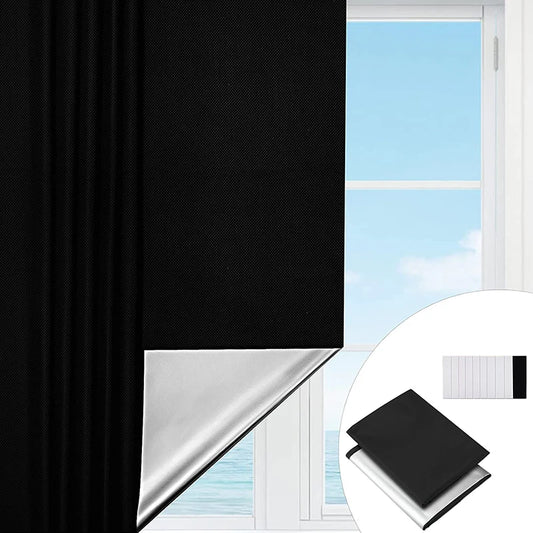 No Drill Portable Blackout Curtain 100% Blackout Window Curtains Insulation and UV Protection for Bedroom Livingroom Home Decor
