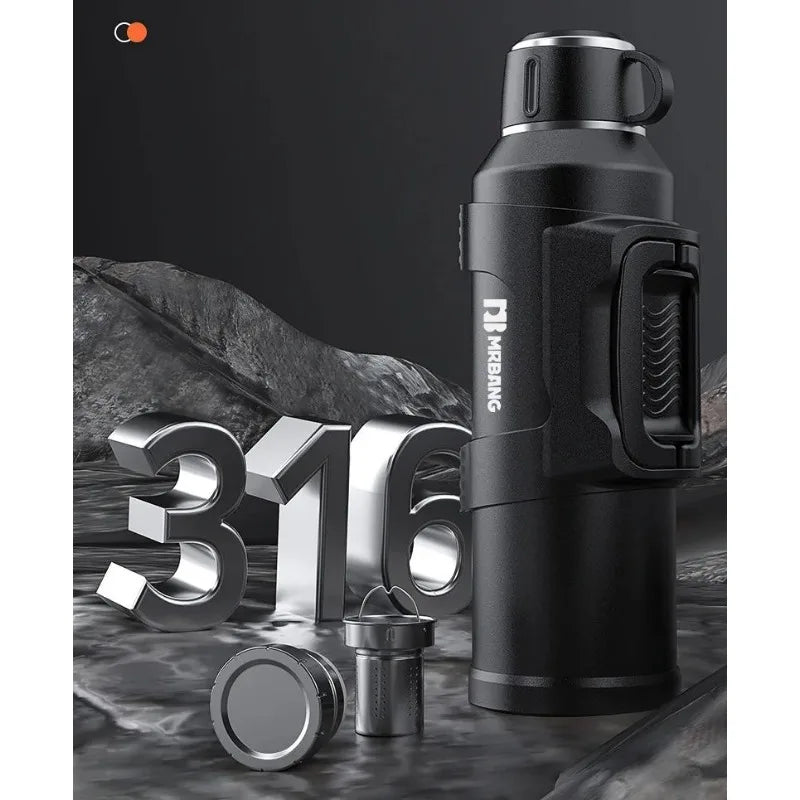 316 Stainless Steel Insulated Thermos Bottle, 1L, 2L, 3L, Outdoor Travel Coffee Mugs, Thermal Vacuum Water Bottle, Thermal Mug