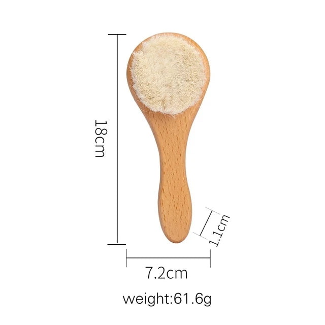 Newborn Baby Natural Wooden Boys Girls Soft Wool Hair Brush Head Comb Infant Head Massager Portable Bath Brush Comb For Kids