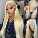 Blonde 613 13x6 Lace Frontal Wigs HD 613 Lace Front Human Hair Wigs For Women 40 Inch Long Straight Human Hair Wigs Can Be Dyed