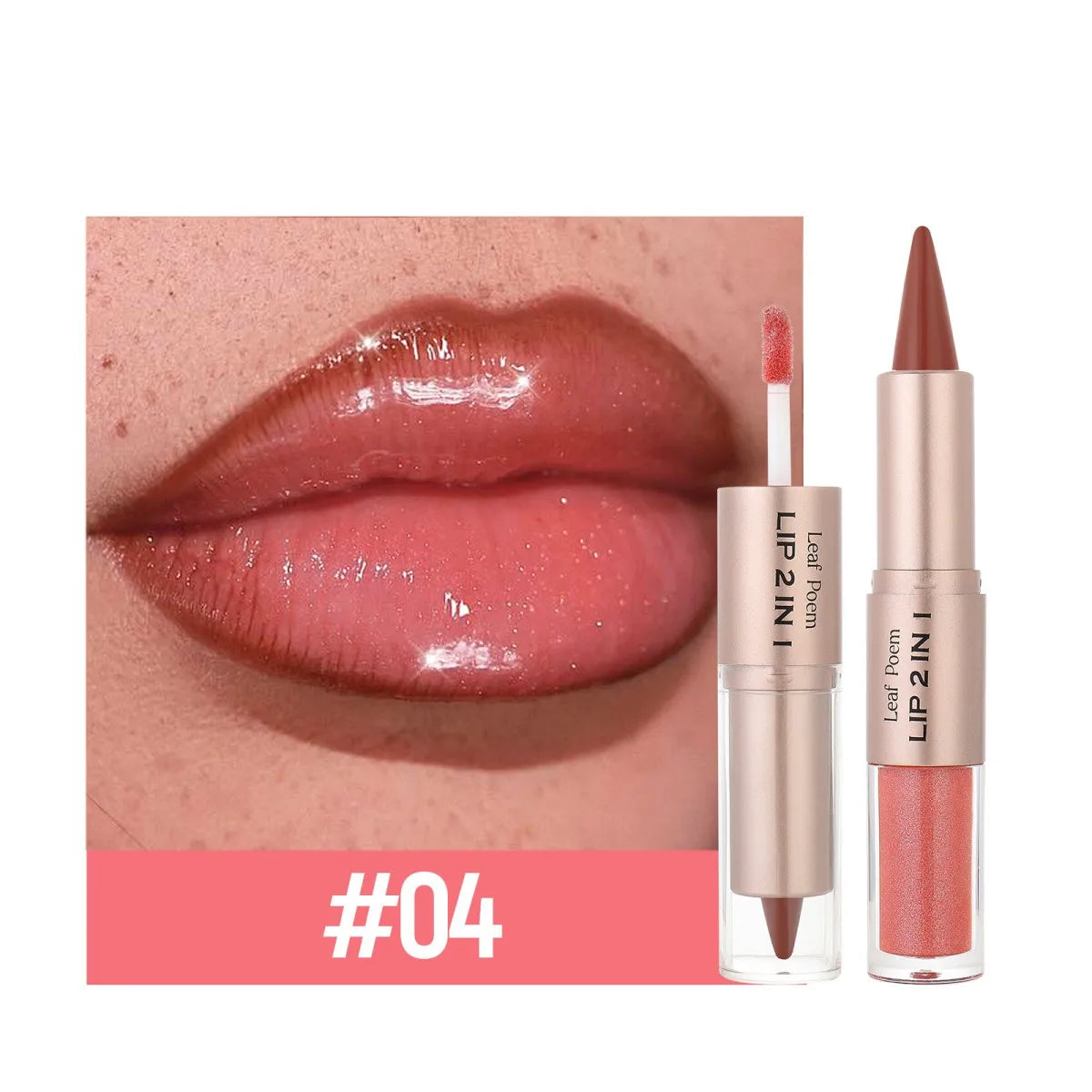2IN1 Tapered Gradient Lipliner Pen Nude Brown Mirror Glass Lip Gloss Matte Lip Liner Waterproof Lip Contour Non Stick Makeup