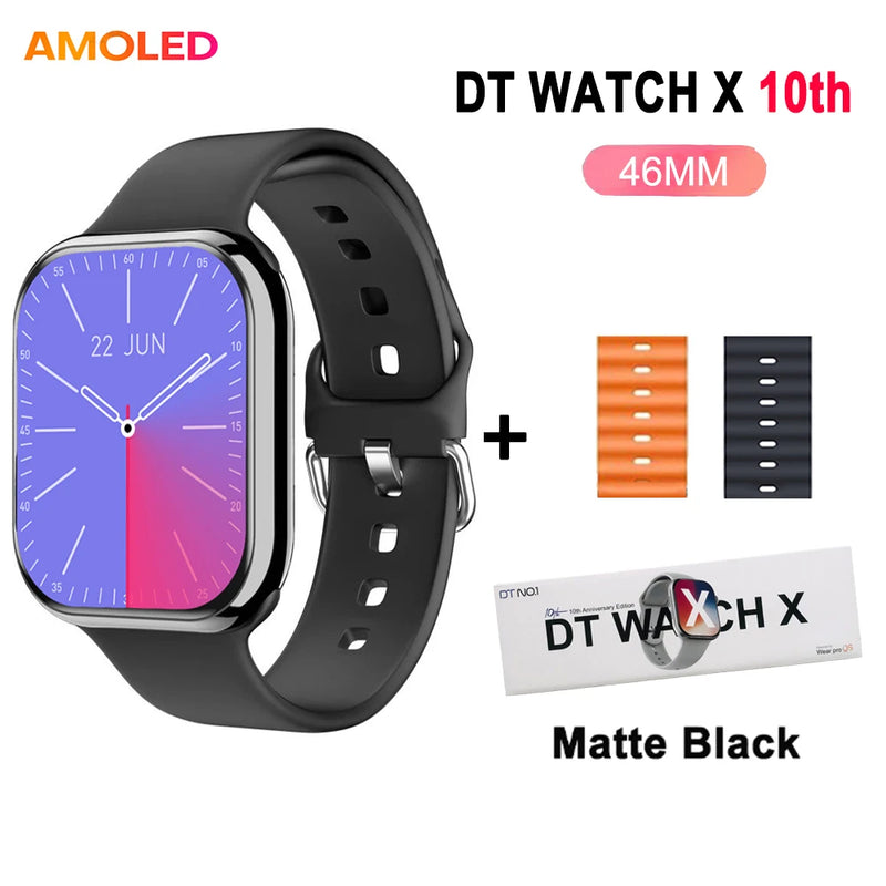 DT Watch 10 SmartWatch DT Watch X Amoled 46mm Screen Video Play Local Music 4GB NFC ChatGPT Compass SmartWatch For Apple Android