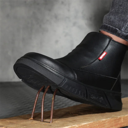Latest 2023 Waterproof Men Leather Boots Steel Toe Cap Safety Work Shoes Anti Smashing Indestructible Construction Welding Boots