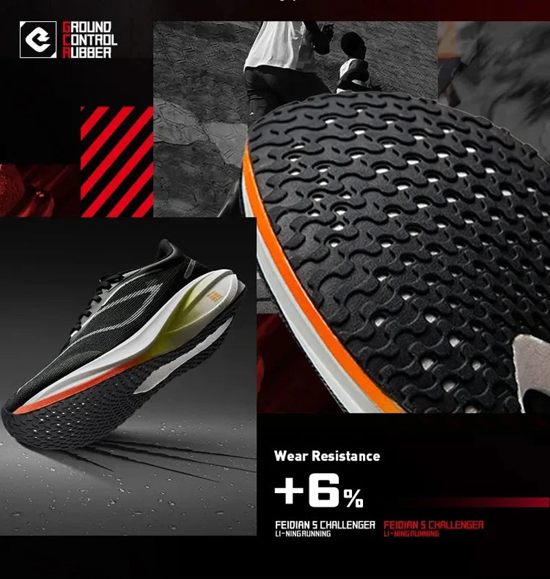 Li-Ning Men's FEIDIAN 5 CHALLENGER Racing Running Shoes SUPER BOOM Cushion CARBON-FIBER PLATE LiNing Competitive Sneaker ARMV001
