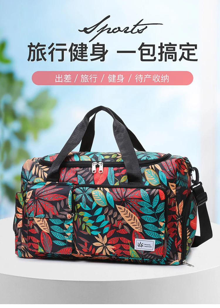 Oxford Leaves Large Capacity Travel Tote 2026 New High Quality Durable Bags Portable Daily Commute Versatile Travel Bags