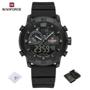 NAVIFORCE NF6104  Men's Lightweight Sports Wrist Watch Dual Display Time Night Light Watches Boy's Quartz  Stopwatch