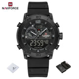 NAVIFORCE NF6104 Men's Lightweight Sports Wrist Watch Dual Display Time Night Light Watches Boy's Quartz Stopwatch