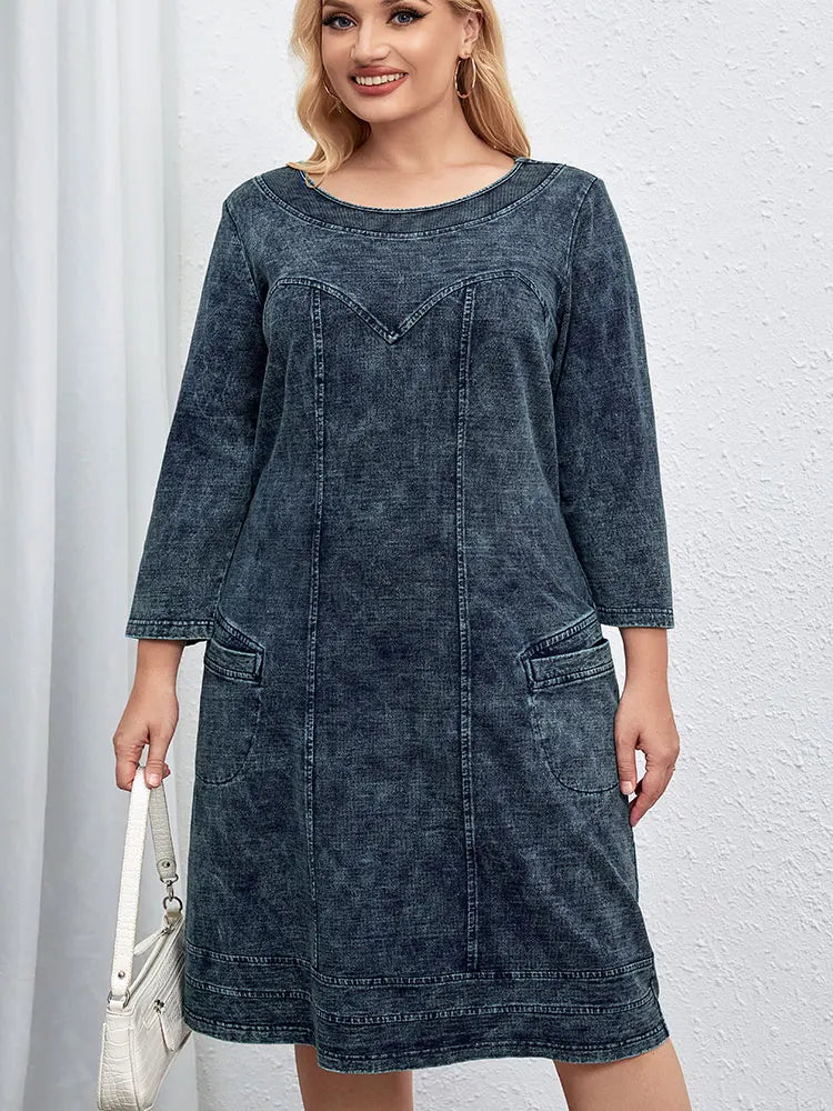 Vestido jeans casual feminino plus size solto ajuste mini vestido várias cores disponíveis