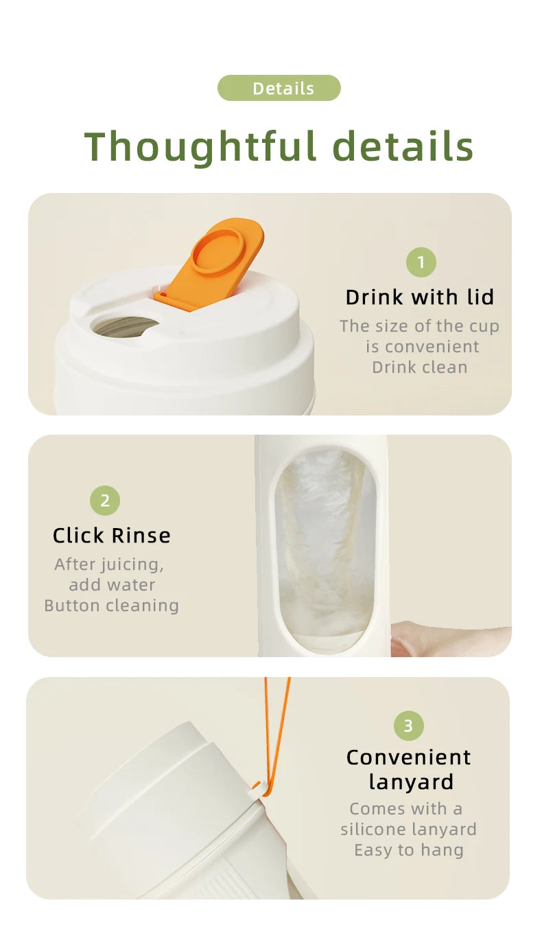 12 Blades Electric Portable Blender 350ML Juicer Fruit Mixers USB Rechargeable Smoothie Juicer Cup Squeezer Juice Maker