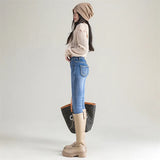 Women's Thermal Jeans Winter Snow Warm Plush Stretch Jeans Lady Skinny Thick Fleece Denim Long Pants Retro Blue Pencil Trousers