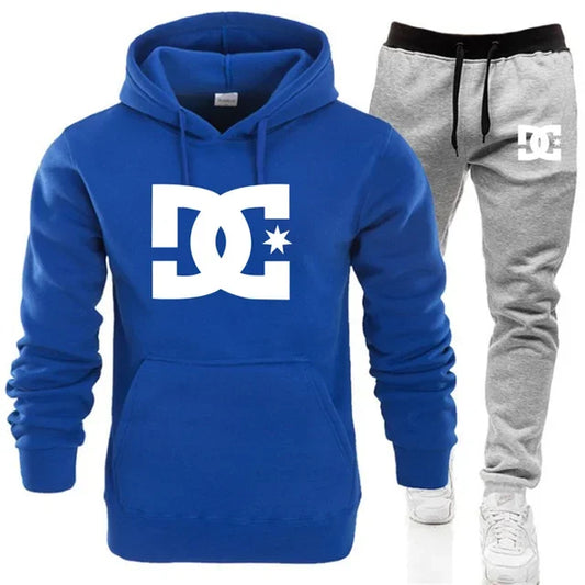 New men's autumn and winter hooded sweatshirts, sportswear, outdoor fashionable jogging couple pullovers and trousers two-piece